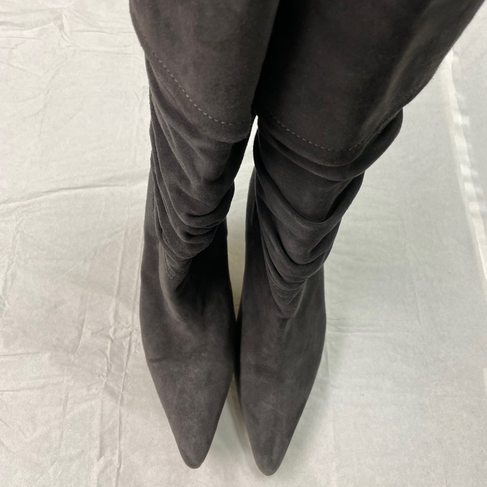 Manolo Blahnik grey gray suede boots